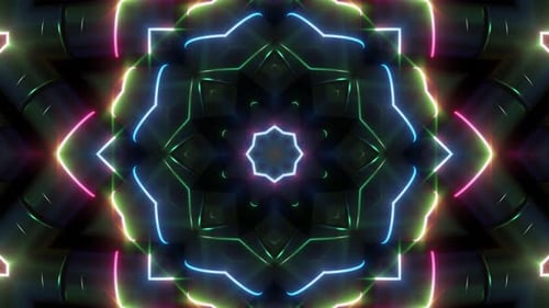 4 K Colored Cylindiral Neon Spirals Loop