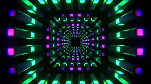 Purple And Turquoise Neon Columns Tunnel Background Vj Loop In 4K