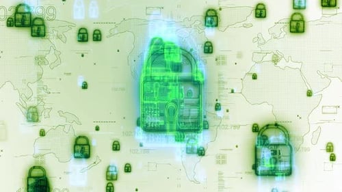 Digital Cyber Security Lock Animated