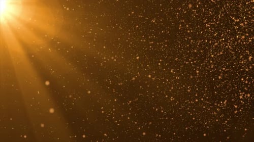 Elegant Golden Sparkling Particles and Light Rays Background