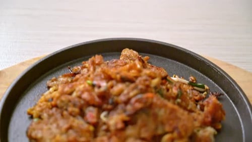 Close up Pan Fried Oyster Dish