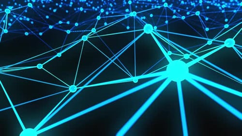 Abstract Polygonal Space with a Low Poly on a Abstract Dark Background Plexus Consisted of