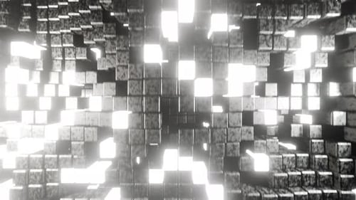 Cinza com neon White Wave Cube Wall Vj Loop Background Animation