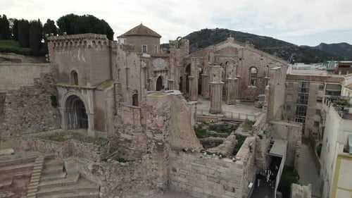 Ruins of Old Cathedral of Cartagena, Santa María la Vieja. Spain, Aerial View