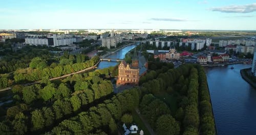 Kaliningrad City Aerial View Cathedral on Immanuel Kant Island