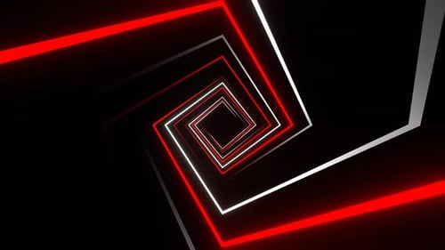 Red And White Square Spiral Neon Light Movement Background Vj Loop In 4K
