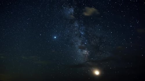 Stunning time-lapse of the beautiful clear night sky with the milky way, bright stars, and multiple