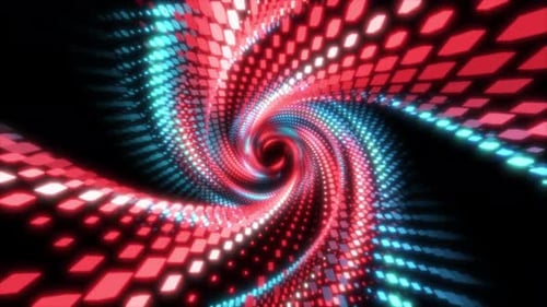 Glowing Neon Light Tunnel