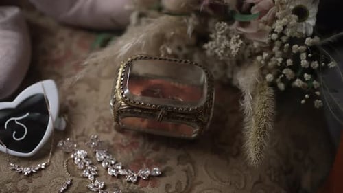 Elegant Wedding Accessories Close Up Footage