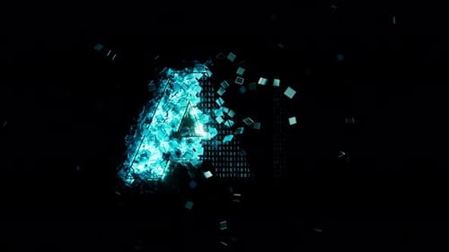 Digital AI Letter Formation with Glowing Cubes Animation