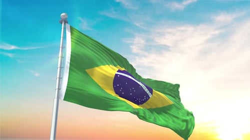 Brazilian Flag Waving Seamless Loop Animation