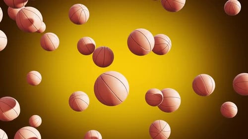 Animated Basketballs Rotating on a Gradient Background