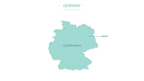 Flat Design Germany Map Animation with Pinpoint Reveal