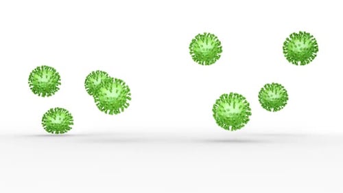 Green Virus Particles in Abstract Background