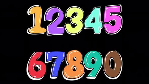 Bubbly Colorful Animated Number Set