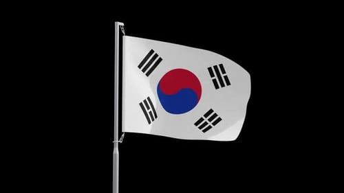 Realistic Waving South Korea Flag Animation