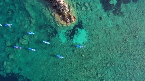 Aerial view of Ibiza Island, Balearic Island, Spain.