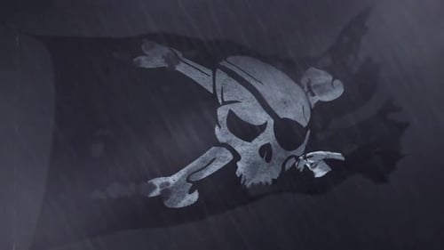 Grungy Pirate Flag Waving Loop Animation