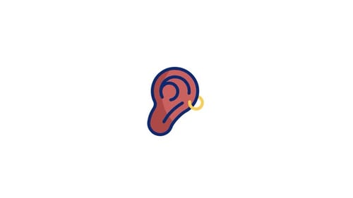 Animated Flat Design Human Ear with Earring Icon