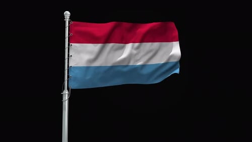 Realistic Waving Flag of Luxembourg on Black Screen