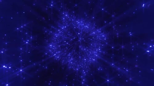 Dynamic Blue Digital Particle Grid Background Loop