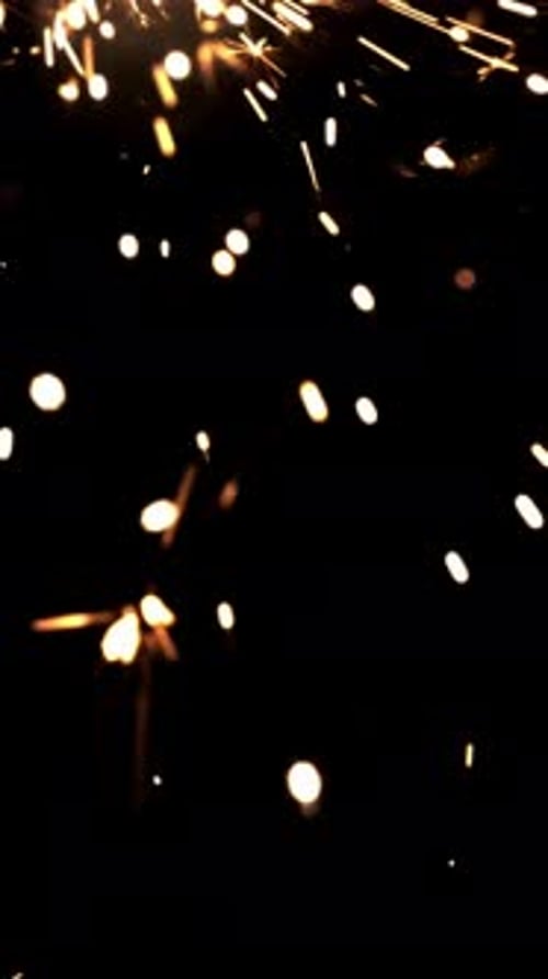 New Year's Bright Fireworks on a Black Background Filmed is Slow Motion 1000 Fps