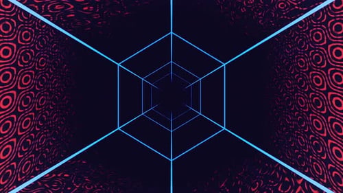 Geometric shapes intersect in digital art