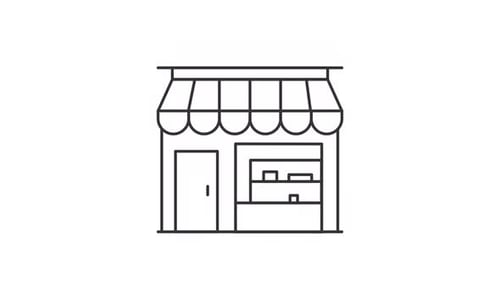 Animated Minimalist Line Art Storefront Icon