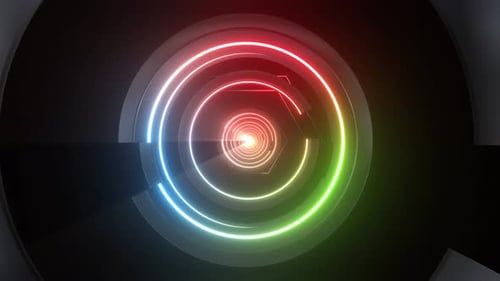 4 K Colored Geometric Neon Tunnel
