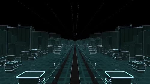 Concept sci fi downtown at night with skyscraper, highway and billboards