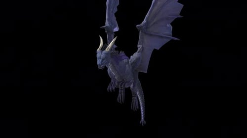 Flying Blue Dragon with Spread Wings Animation