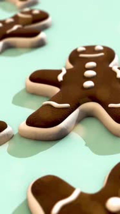 Gingerbread Cookies on a Light Green Background