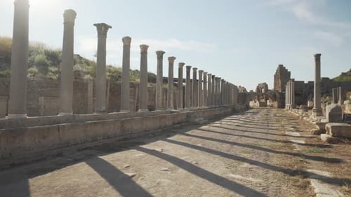 Scenic colonnade in Perge (Perga) at Antalya Province, Turkey