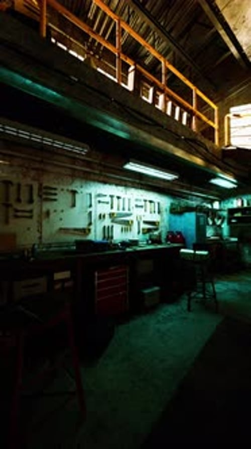 Animated 3D Industrial Workshop Tools Reveal