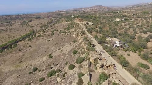 Vista aérea del Valle de los Templos en Agrigento, Sicilia