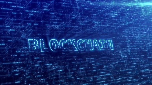 Blockchain Text Reveal in Futuristic Digital Network