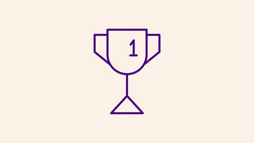 Sketch Style Animated Trophy Award with Number One