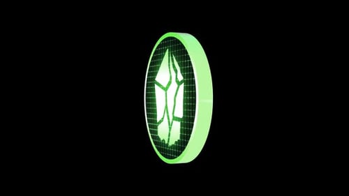 Animated Futuristic Glowing Green Crystal Icon with Grid
