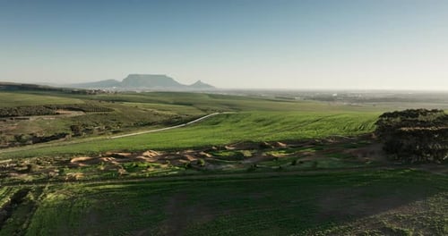 Aerial view, environment and landscape with nature, empty and mountains with ecology