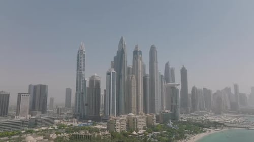 High angle aerial view showing Dubai Marina, United Arab Emirates