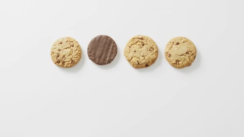 Overhead of Chocolate Chip and Chocolate Covered Cookies