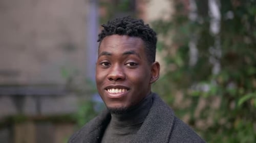 Handsome african man smile close-up face