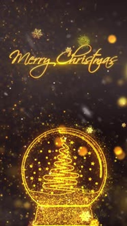 Merry Christmas Snow Globe Background 5 - Vertical Video