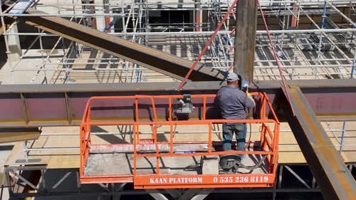 Aerial View Commercial Complex Advancing Towards Completion Shaping Tomorrow's Skyline