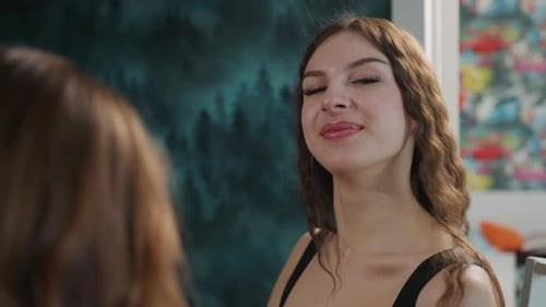 Friendly Artist Assisting Model In Makeup Application Process Professional Studio Setup With