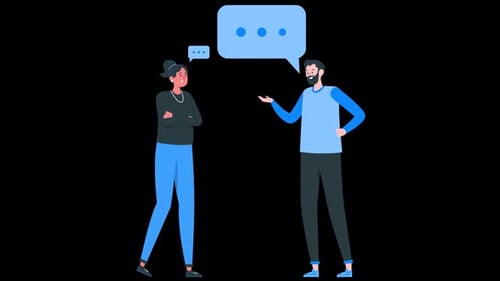 Two Office Workers Talking Among Themselves About The Project Alpha Channel