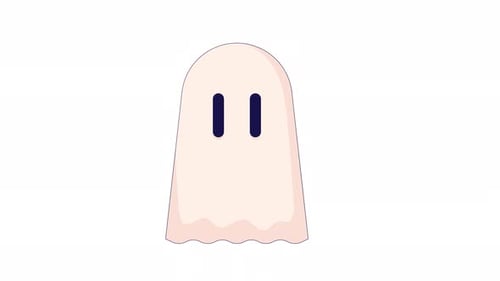 Small ghost floating line 2D character animation