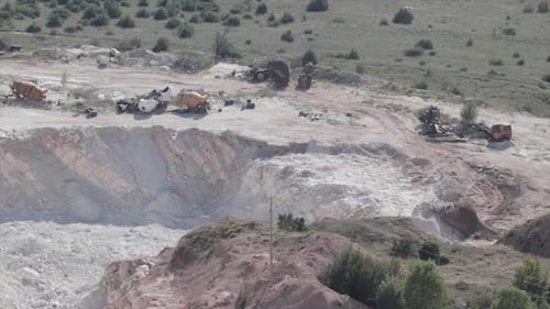 Big explosion of explosives in a mine. Mining with dynamite.