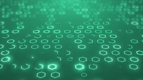 Fondo de animación hexagonal brillante, fondo digital de tecnología de ciencia ficción, alta tecnología futurista