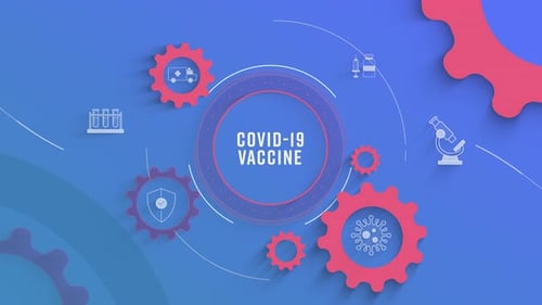 Animated COVID-19 Vaccine Infographic with Gears and Medical Icons